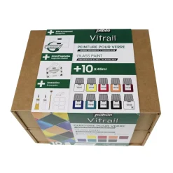 Cofre 10 pinturas Vitrail Pebeo 45ml