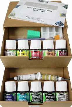 Cofre 10 pinturas Vitrail Pebeo 45ml