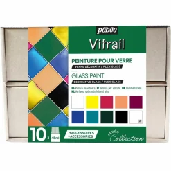 Cofre 10 pinturas Vitrail Pebeo 45ml