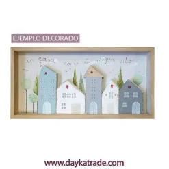 Conjunto de Casitas y Lienzo Enmarcado Dayka