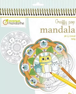 Cuaderno de Colorear Graffy Pop Mandala Animales Avenue Mandarine