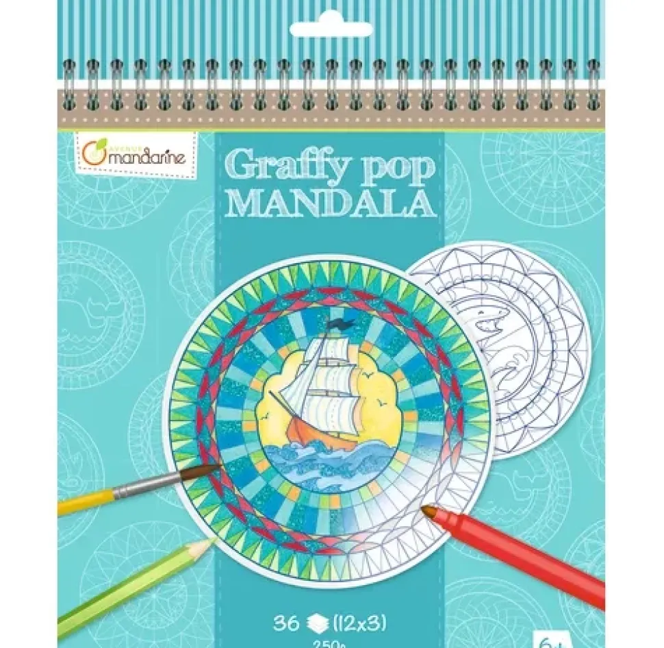 Cuaderno de Colorear Graffy Pop Mandala Marino Avenue Mandarine