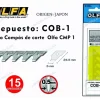Cuchillas Olfa COB-1 para cutter compás y circular. pack 15 uds