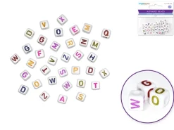 Cuentas Blancas con Abecedario de Colores MultiCraft 8mm
