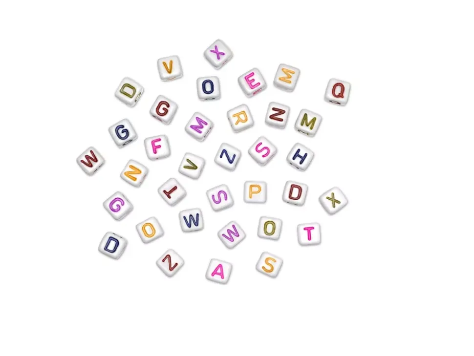 Cuentas Blancas con Abecedario de Colores MultiCraft 8mm