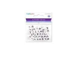 Cuentas Blancas con Abecedario en Negro MultiCraft 8mm