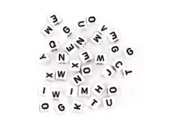 Cuentas Blancas con Abecedario en Negro MultiCraft 8mm