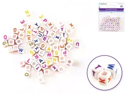 Cuentas Blancas con Abecedario de Colores MultiCraft 6mm