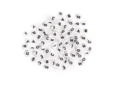 Cuentas Blancas con Abecedario en Negro MultiCraft 6mm