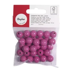 Cuentas de madera Fúcsia Rayher 12mm