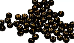 Cuentas de Perla Negra con Letras Doradas Artemio