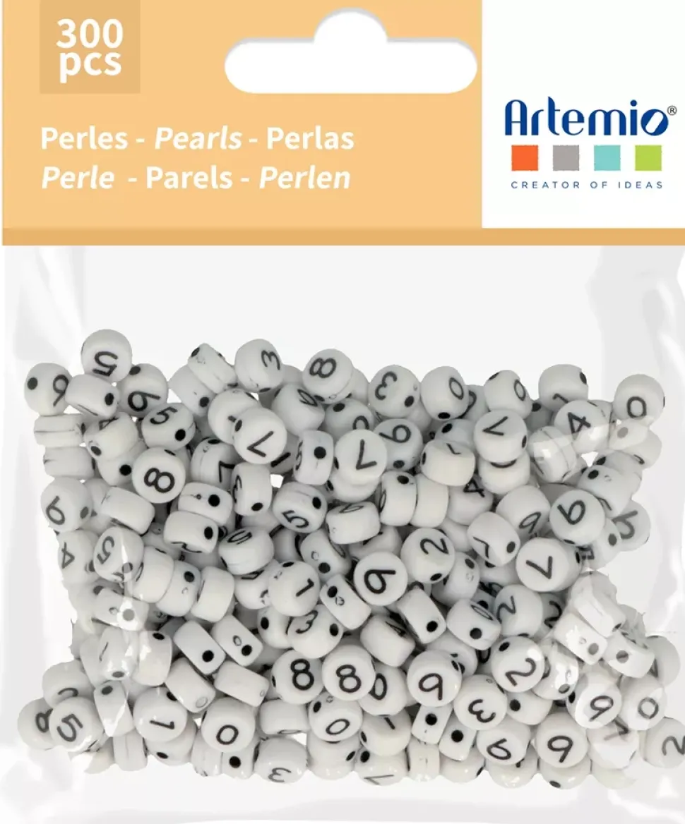 Cuentas de Plástico con Números Blanco Artemio 7mm