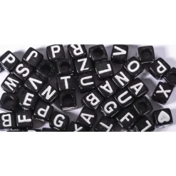 Cuentas de Plástico Negro Abecedario Rayher 6mm