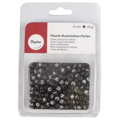 Cuentas de Plástico Negro Abecedario Rayher 6mm