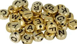 Cuentas Doradas Redondas con Letras Negras Artemio