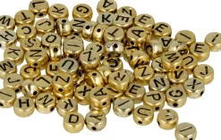 Cuentas Doradas Redondas con Letras Negras Artemio