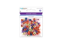 Cuentas Redondas de Colores con Abecedario en Negro MultiCraft 7mm