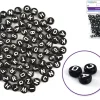 Cuentas Redondas Negras con Abecedario en Blanco MultiCraft 7mm