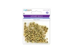 Cuentas Redondas Oro con Abecedario en Negro MultiCraft 7mm