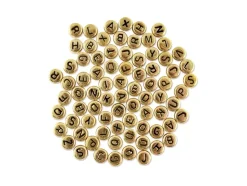 Cuentas Redondas Oro con Abecedario en Negro MultiCraft 7mm