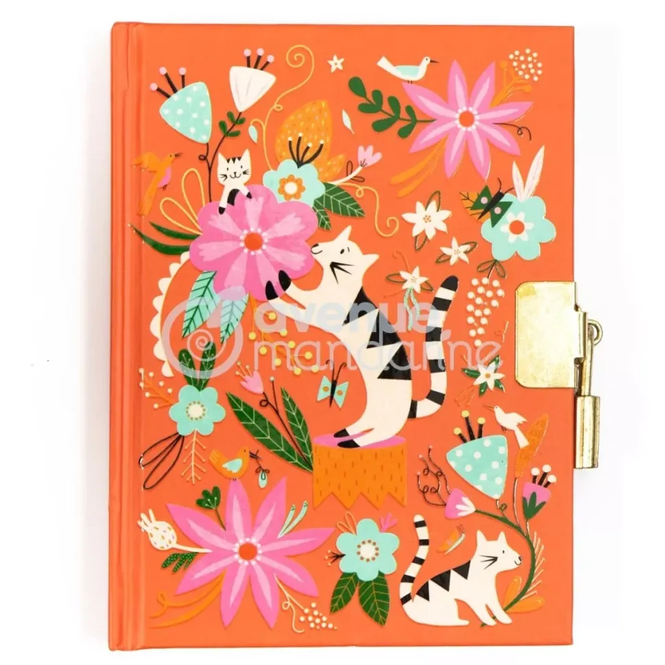 Diario personal Gatos y Flores Avenue Mandarine
