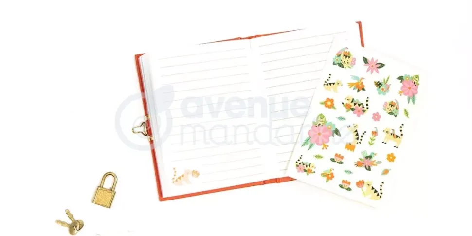 Diario personal Gatos y Flores Avenue Mandarine