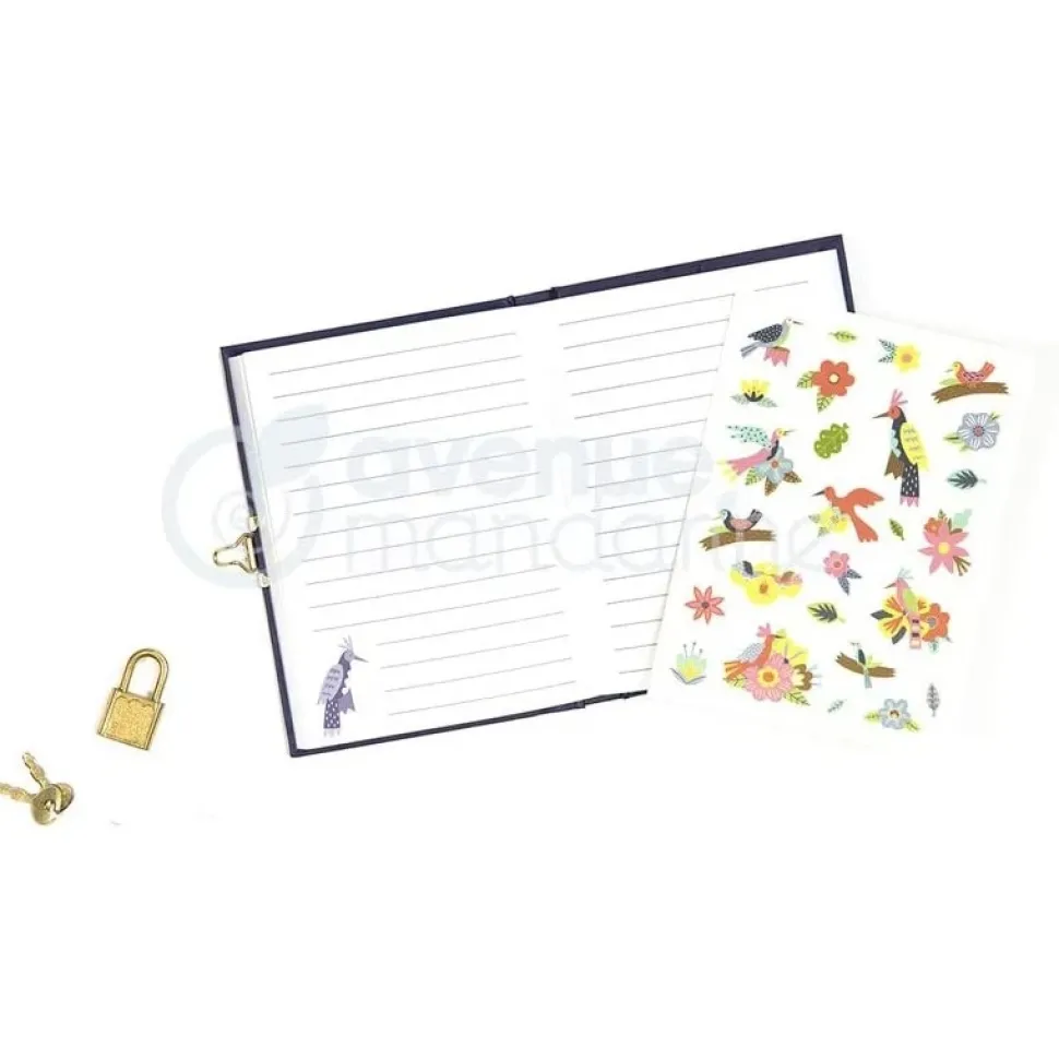 Diario personal Pájaros y Flores Avenue Mandarine