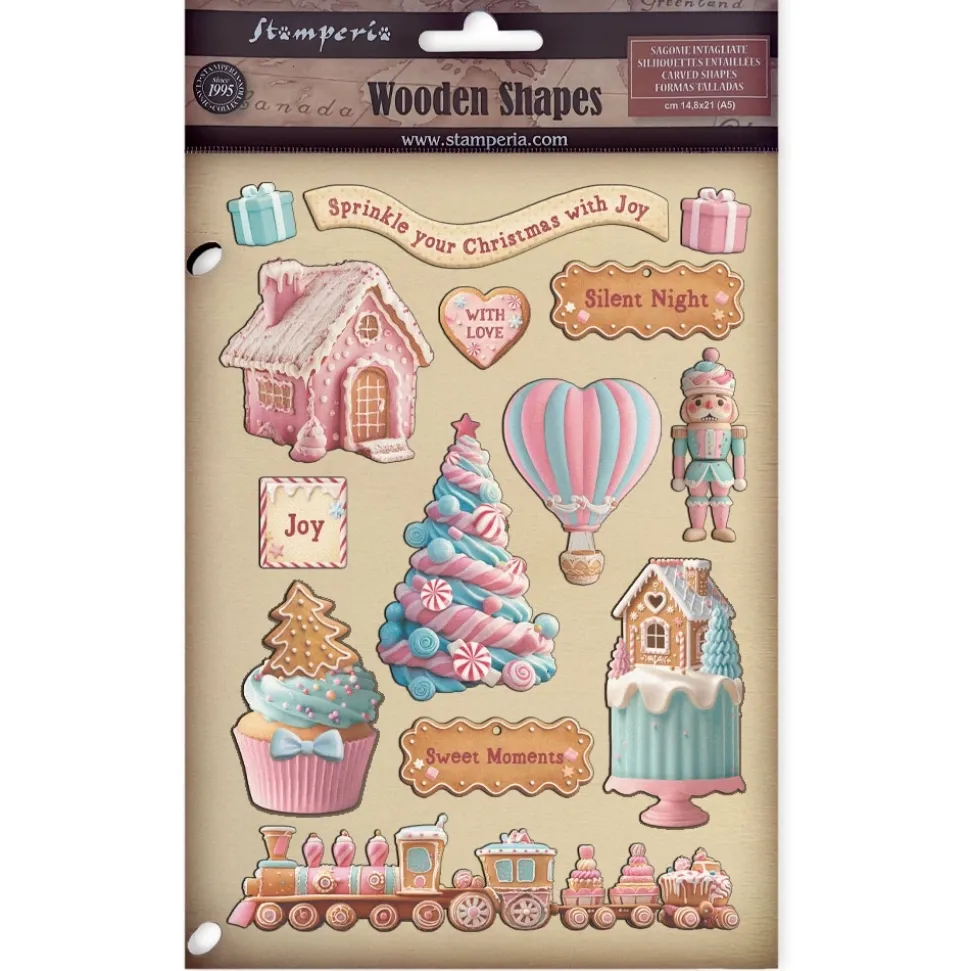 Die-cuts de madera Romantic Candy Christmas Stamperia