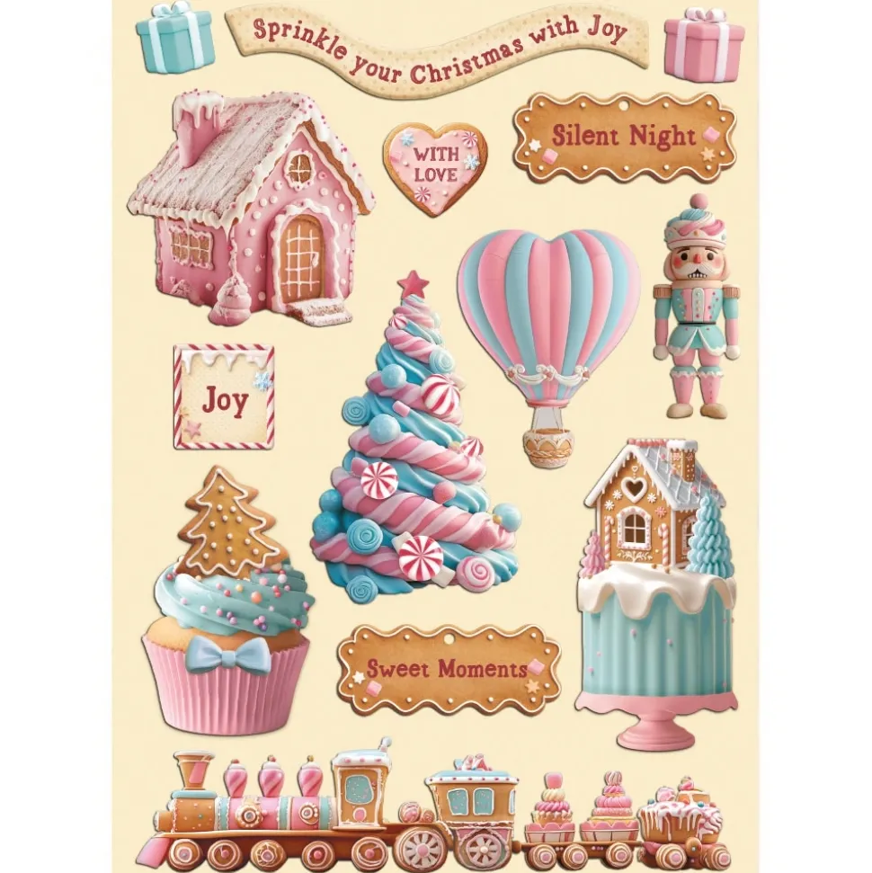 Die-cuts de madera Romantic Candy Christmas Stamperia