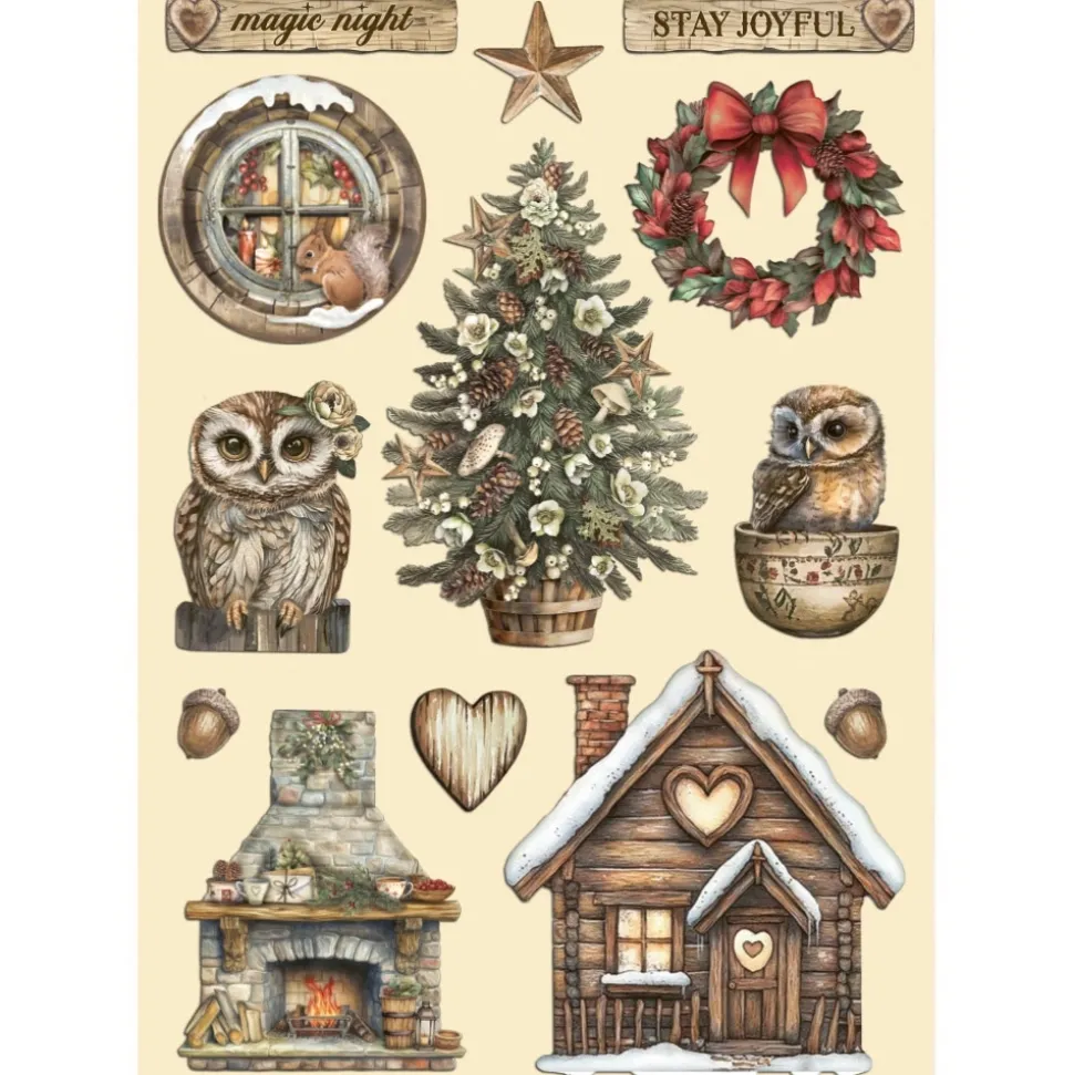 Die-cuts de madera The Owl's House Stamperia