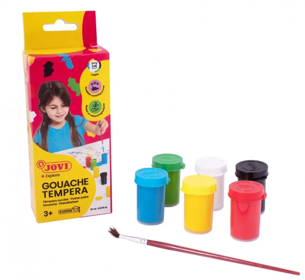 Estuche 6 gouache con pincel Jovi 15ml