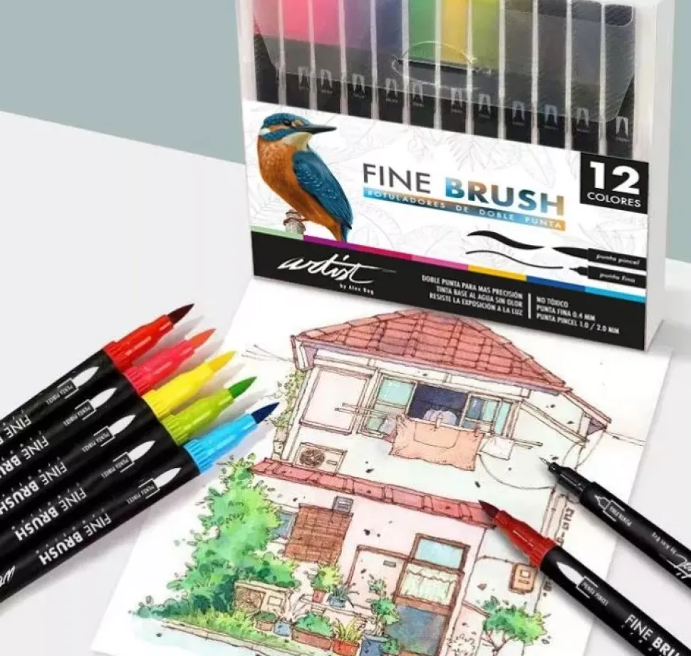 Estuche 12 Rotuladores de Doble Punta Gama Creative Fine Brush Alex Bog