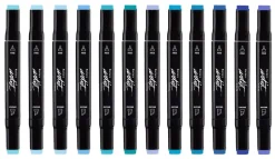 Estuche 12 Rotuladores Gama Artist Tonos Azules Alex Bog