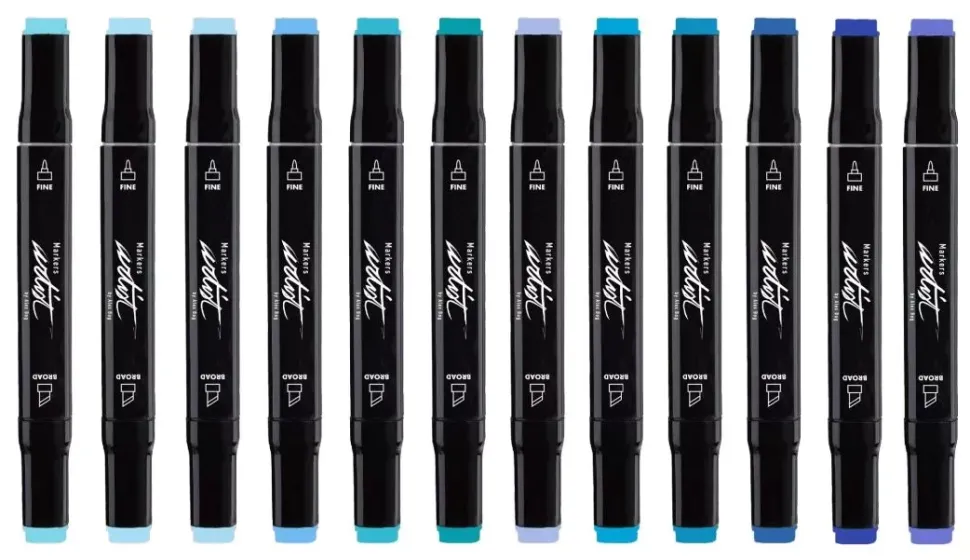 Estuche 12 Rotuladores Gama Artist Tonos Azules Alex Bog