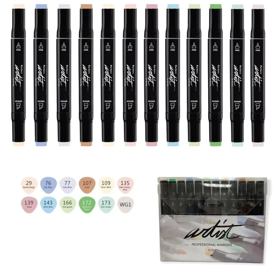 Estuche 12 Rotuladores Gama Artist Tonos Pasteles Alex Bog