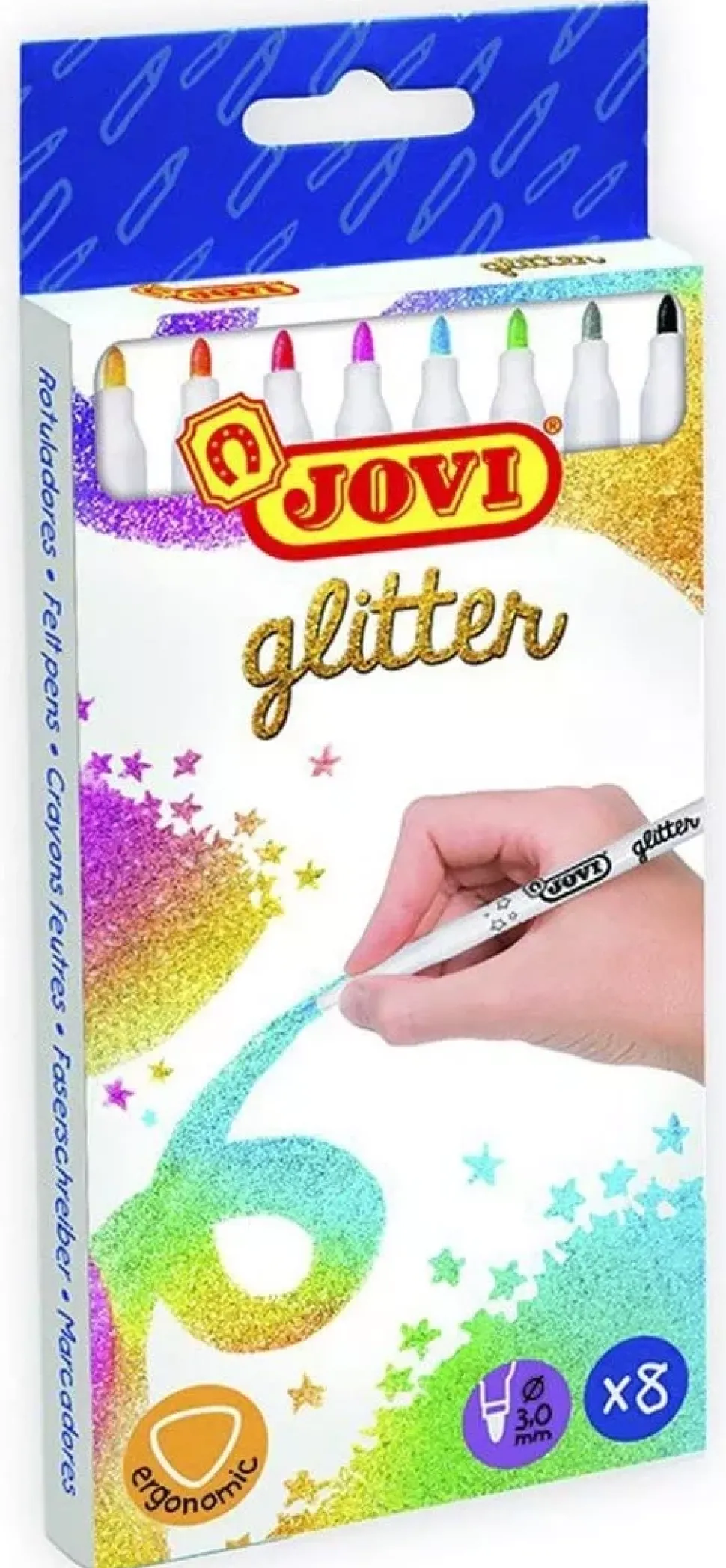 Estuche 8 Rotuladores Glitter Jovi