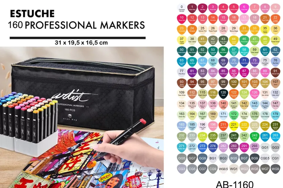 Estuche 160 Rotuladores Luxury Canvas Gama Artist Alex Bog
