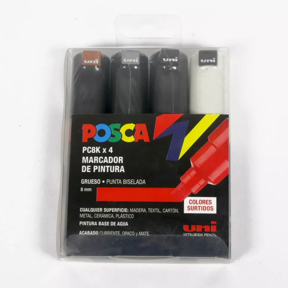 Estuche 4 rotuladores PC8K Colores Surtidos Uni Posca