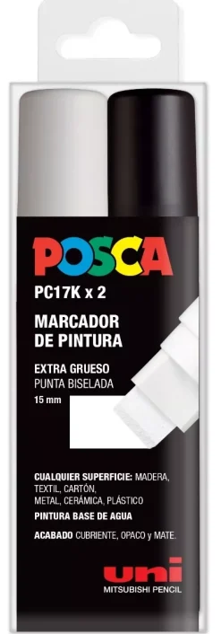 Estuche 2 Rotuladores PC17K Blanco y Negro Uni Posca