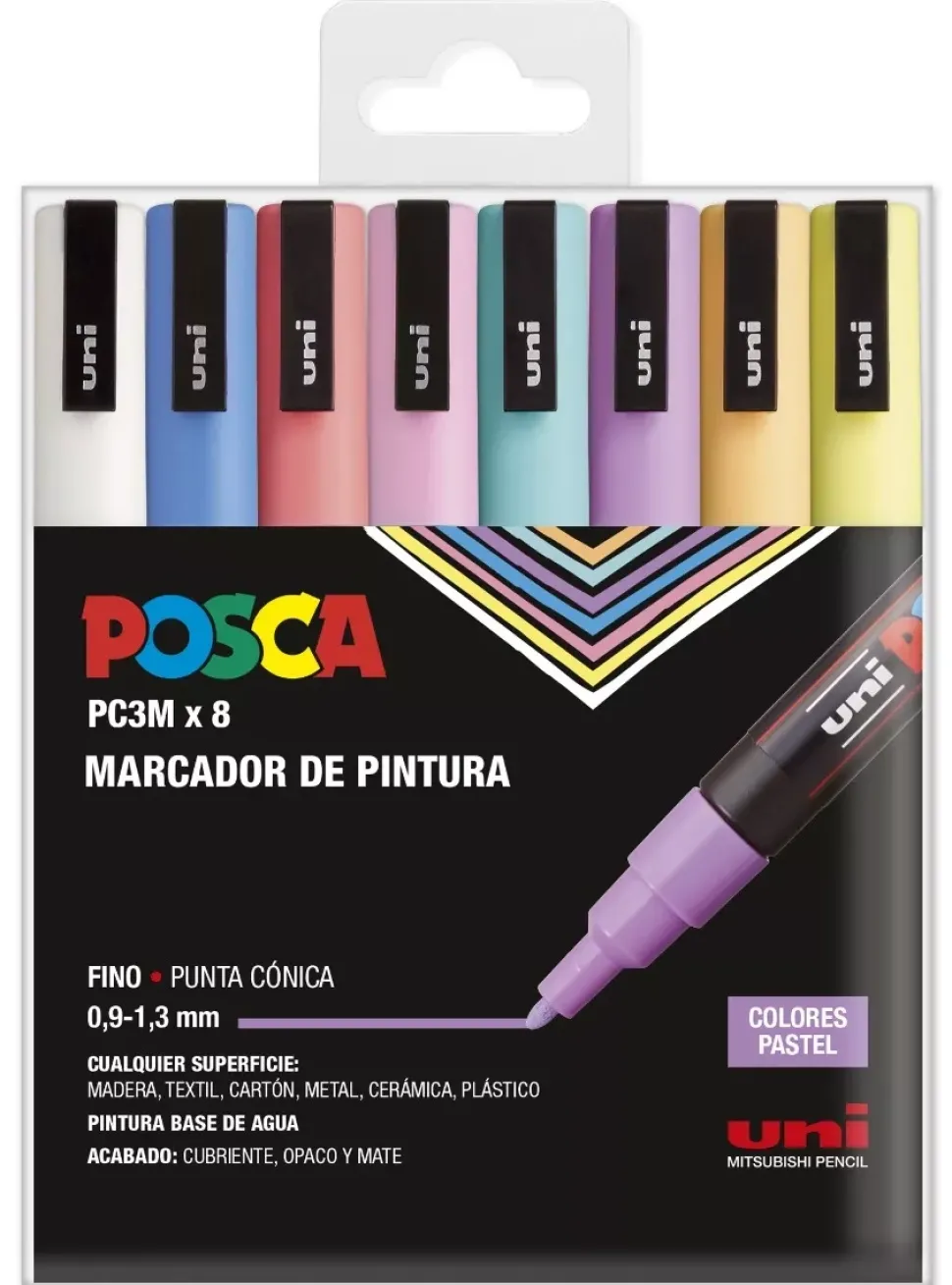 Estuche 8 rotuladores PC3M Colores Pastel Uni Posca