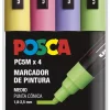 Estuche 4 Rotuladores PC5M Medio Punta Cónica Colores Brillantes Uni Posca