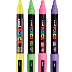 Estuche 4 Rotuladores PC5M Medio Punta Cónica Colores Brillantes Uni Posca