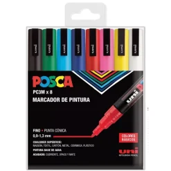 Estuche 8 rotuladores PC3M Uni Posca surtidos medianos