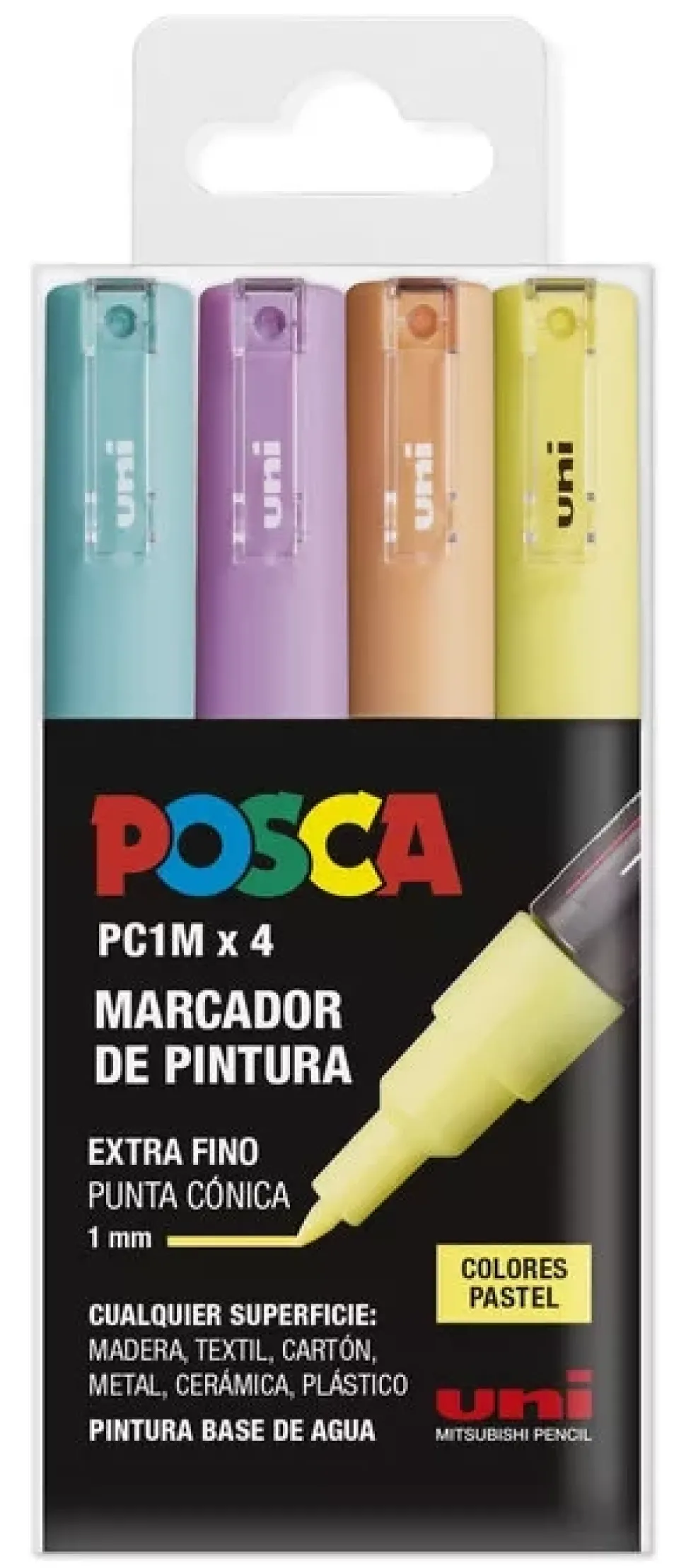 Estuche 4 Rotuladores PC1M Pastel Extra Fino Uni Posca
