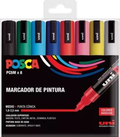 Estuche 8 rotuladores PC5M Medio Punta Cónica Uni Posca
