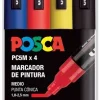 Estuche 4 rotuladores PC5M Medio Punta Cónica Medio Uni Posca