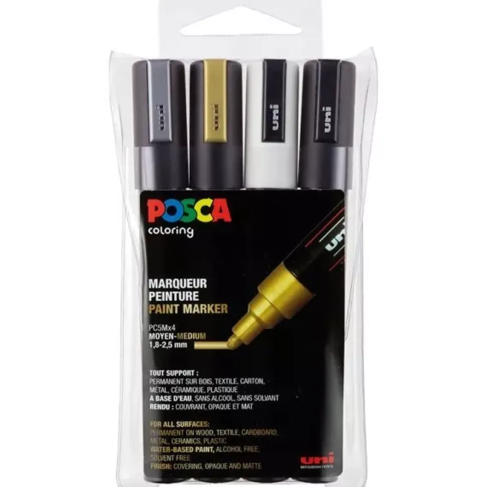 Estuche 4 Rotuladores PC5M Medio Punta Cónica Uni Posca