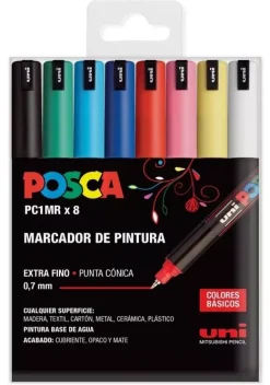 Estuche 8 Rotuladores PC1MR Extra Fino Uni Posca