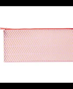 Estuche Chevron rosa y dorado Rico 10x21,5cm