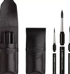 Estuche cuero 3 Pinceles redondos 5382 Casaneo da Vinci